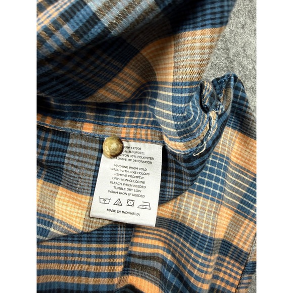 Levi's Men's M Plaid Long Sleeve Button Up Shirt Blue Orange Casual Workwear - Picture 7 of 12